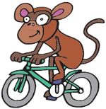 Monkey riding a bike
